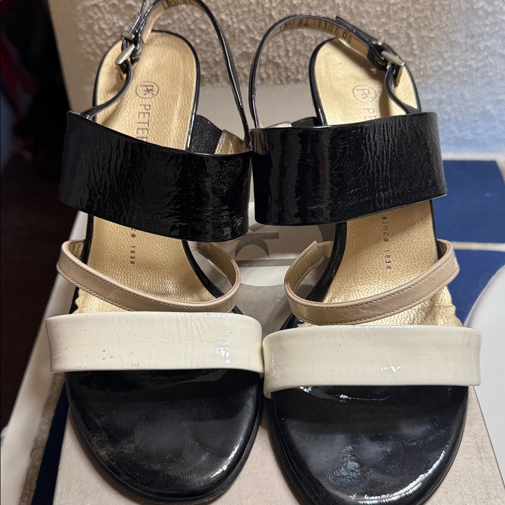 Peter Kaiser Black and Gold Sandals Jael 06115